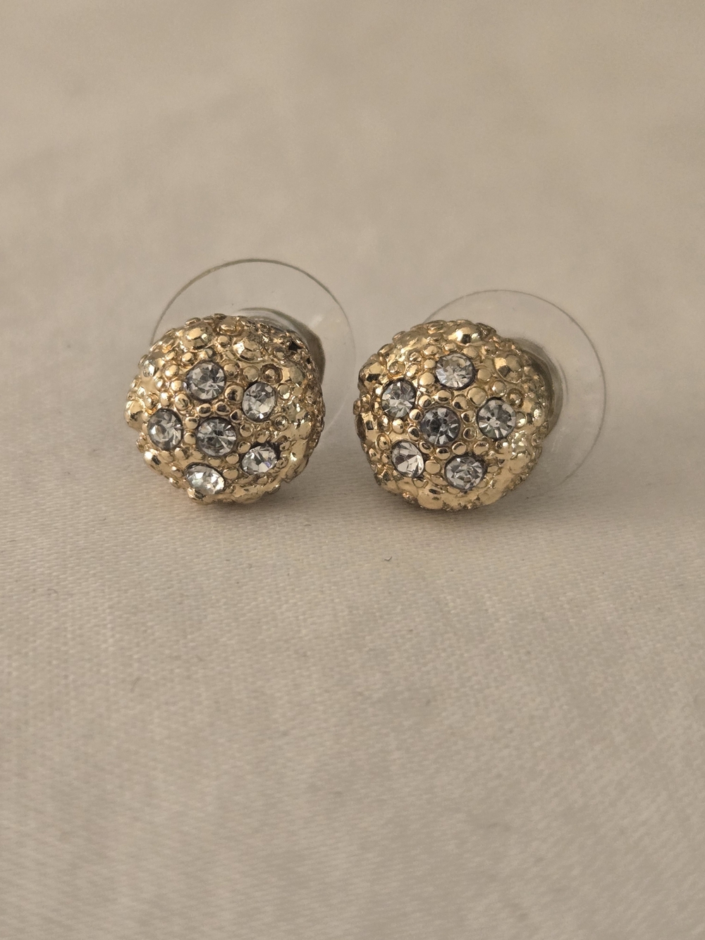 Gold-tone Crystal Dome Stud Earrings